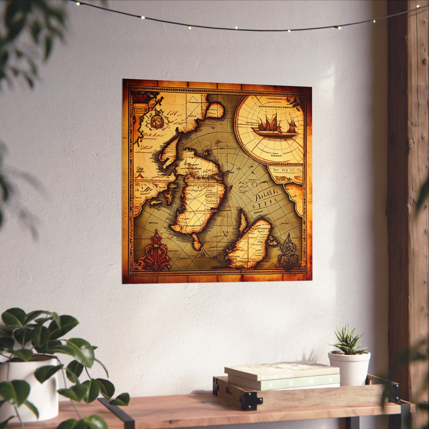 Old Map No: 06 Square Matte Poster, Vintage Poster