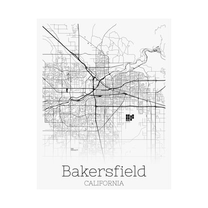 Bakersfield California City Map Matte Vertical Posters