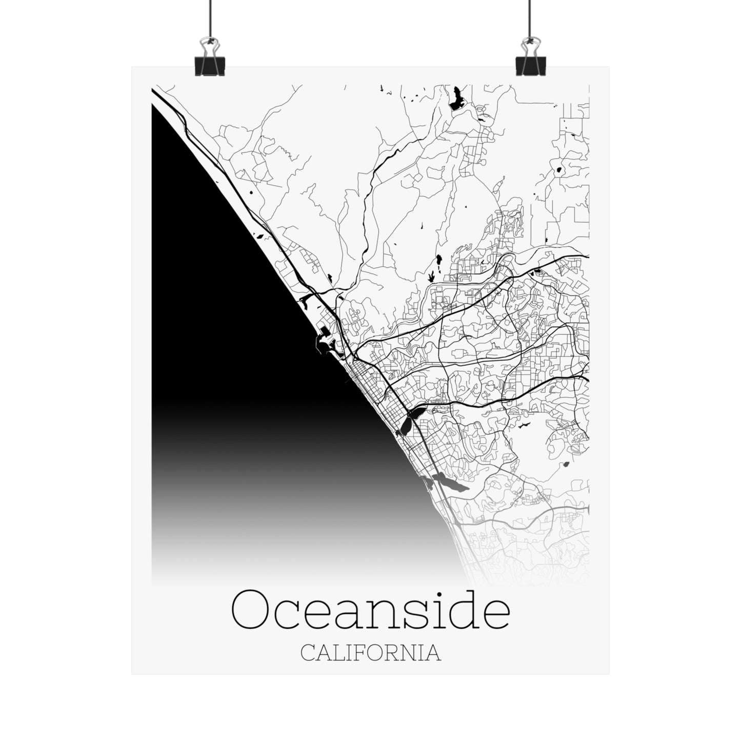 Oceanside California City Map Matte Vertical Posters