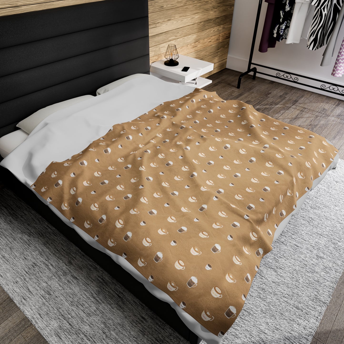 Hot and Cold Coffee Light pattern Velveteen Plush Blanket