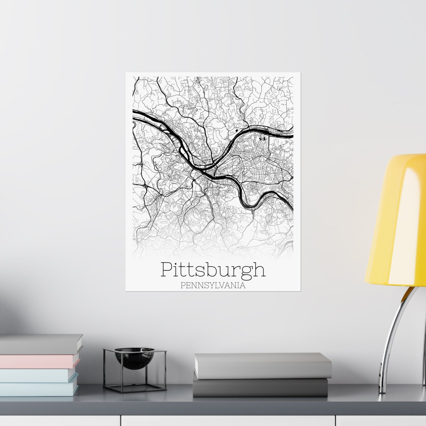 Pittsburgh Pennsylvania City Map Matte Vertical Posters