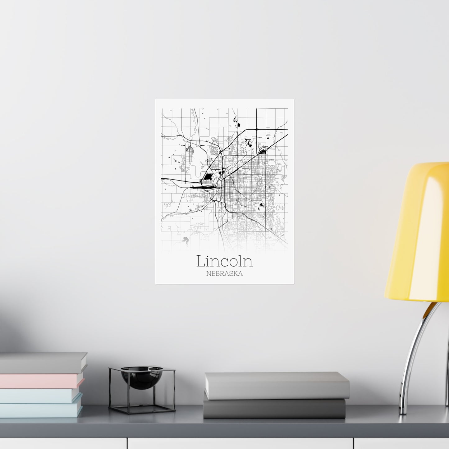 Lincoln Nebraska City Map Matte Vertical Posters