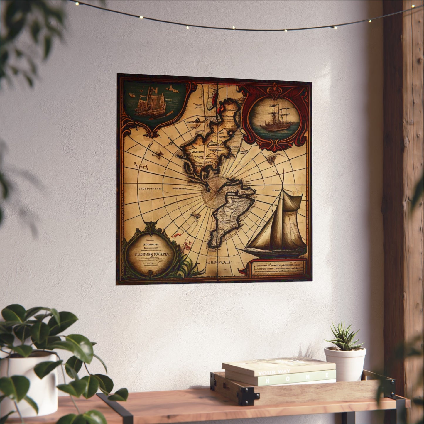 Old Map No: 01 Square Matte Poster, Vintage Poster