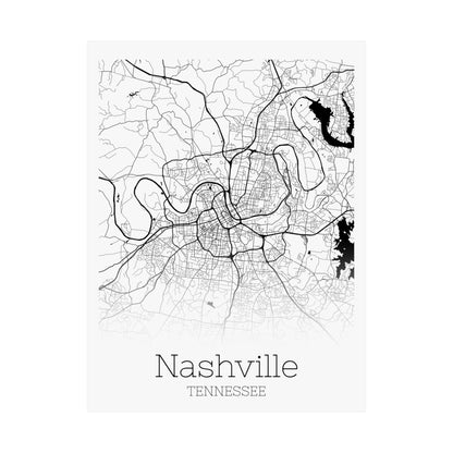 Nashville Tennessee City Map Matte Vertical Posters