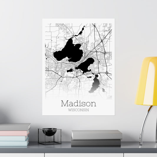 Madison Wisconsin City Map Matte Vertical Posters