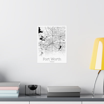 Fort Worth Texas City Map Matte Vertical Posters