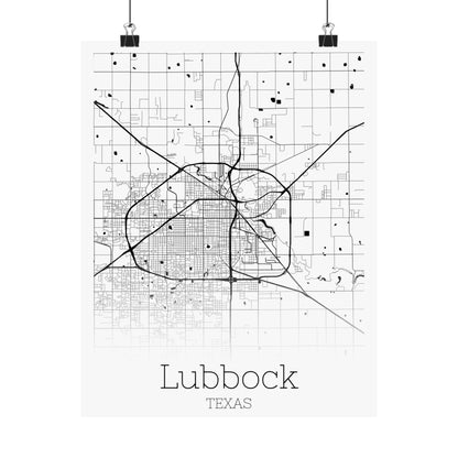 Lubbock Texas City Map Matte Vertical Posters