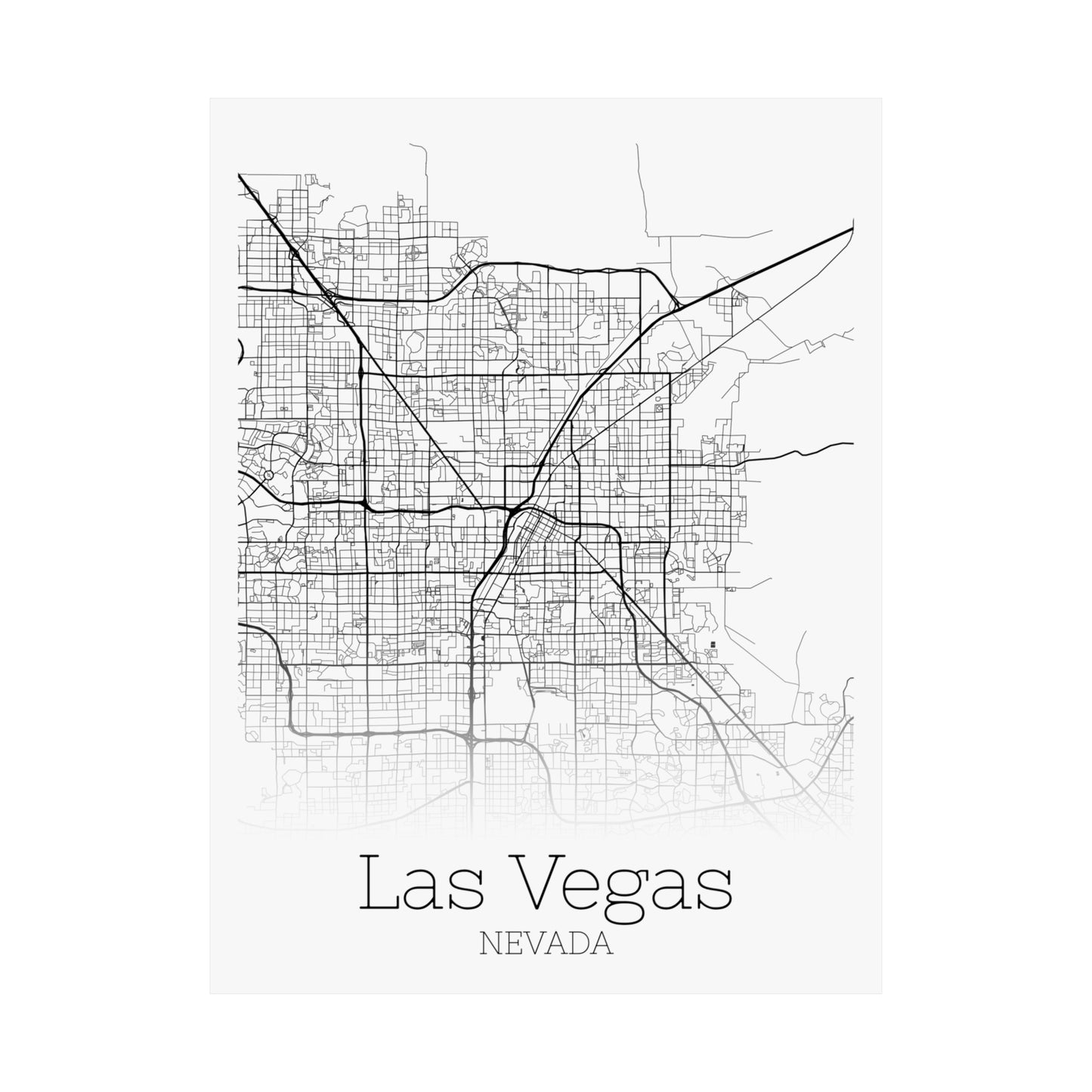 Las Vegas Nevada City Map Matte Vertical Posters