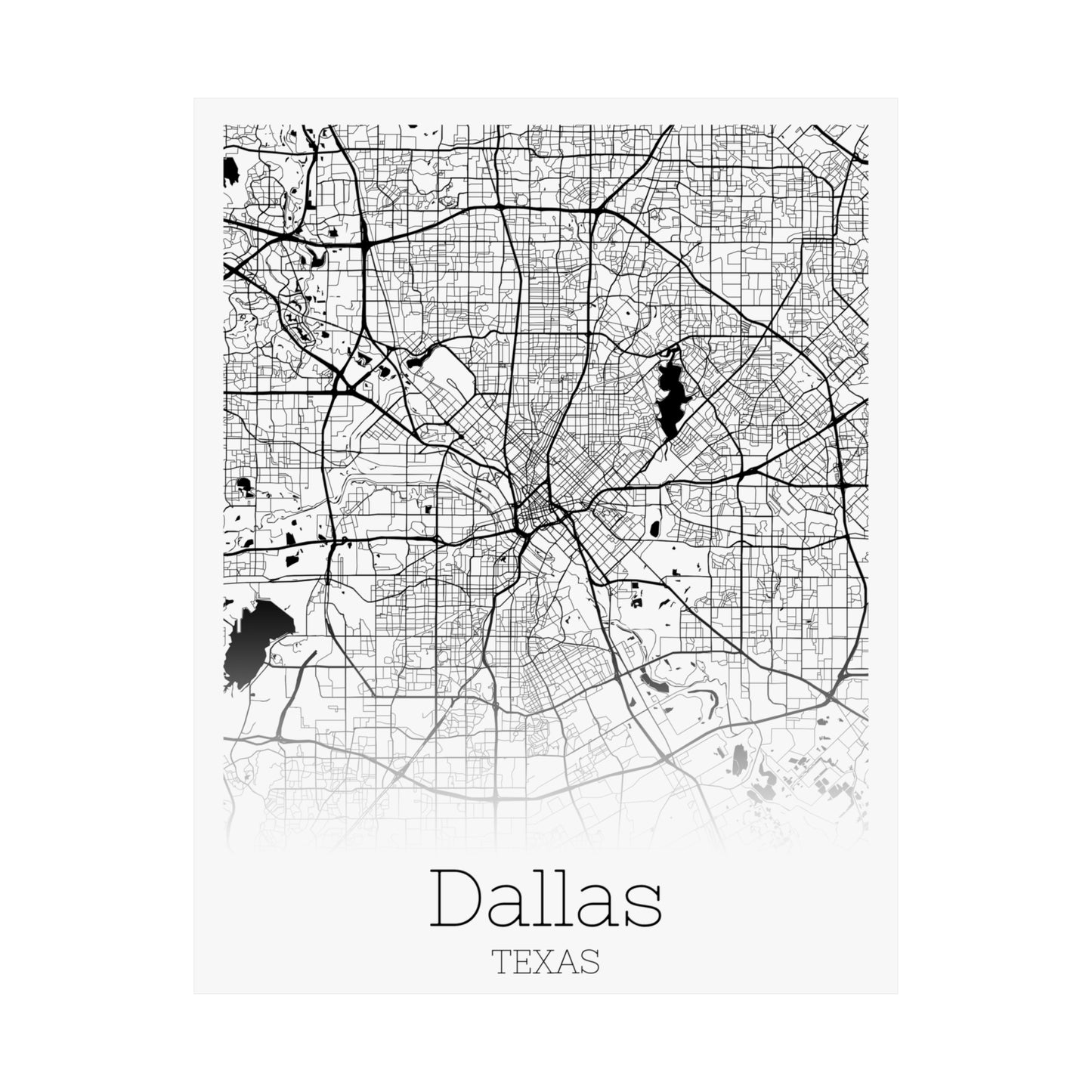 Dallas Texas City Map Matte Vertical Posters