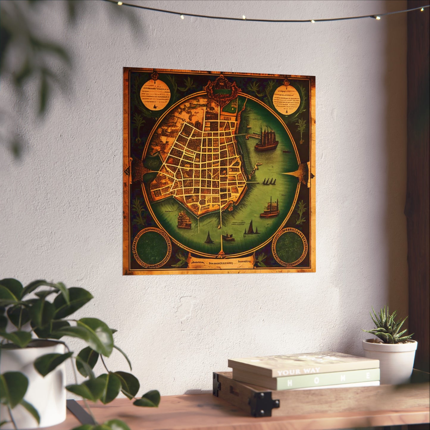 Old Map No: 18 Square Matte Poster, Vintage Poster