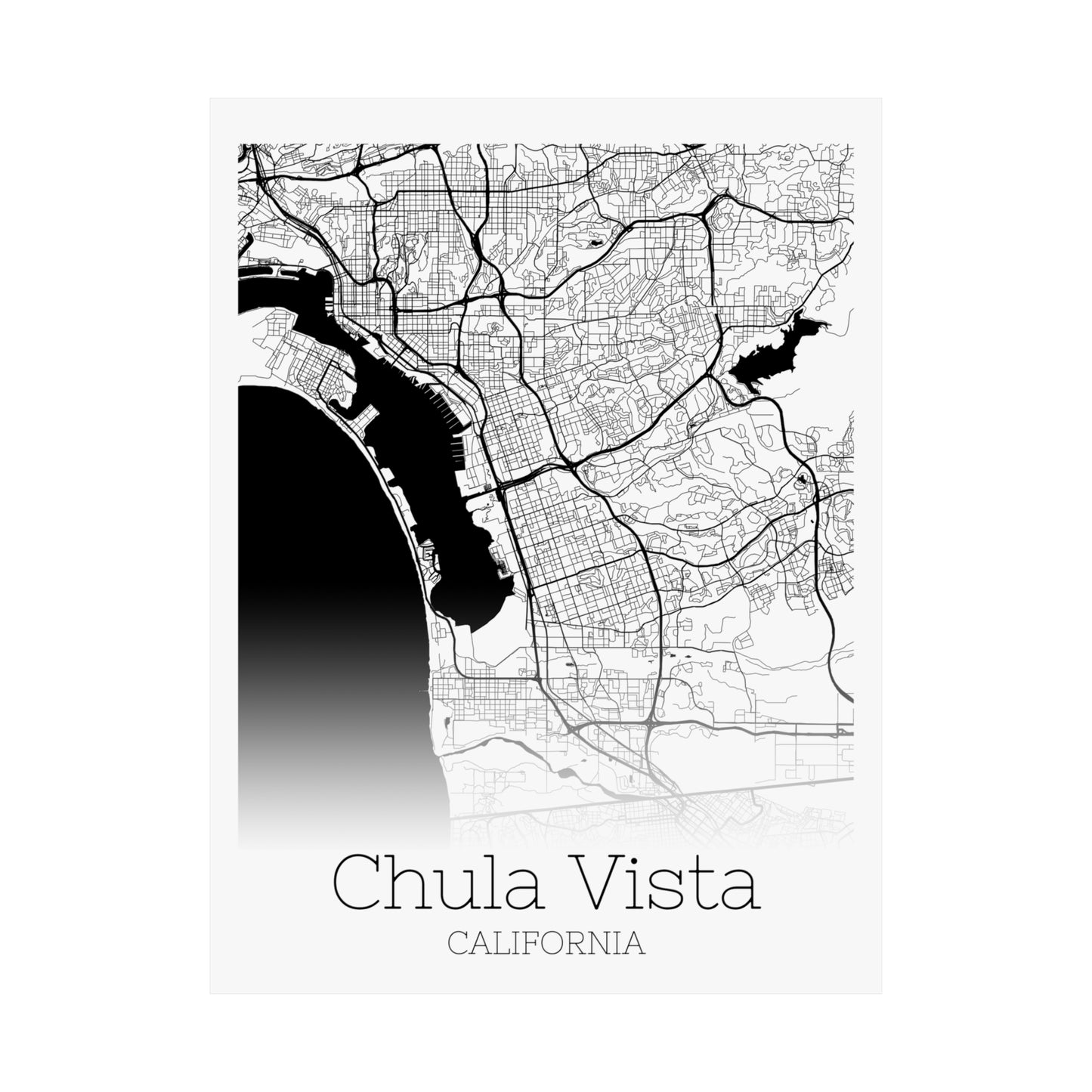 Chula Vista California City Map Matte Vertical Posters