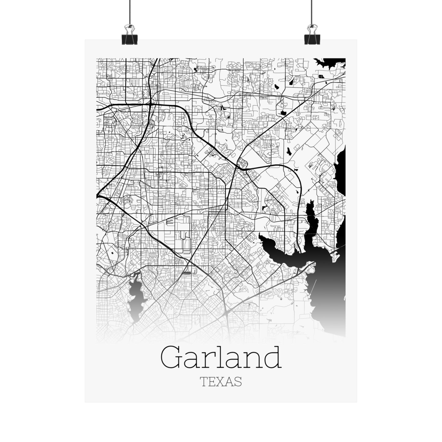 Garland Texas City Map Matte Vertical Posters