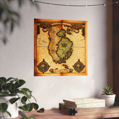 Old Map No: 07 Square Matte Poster, Vintage Poster