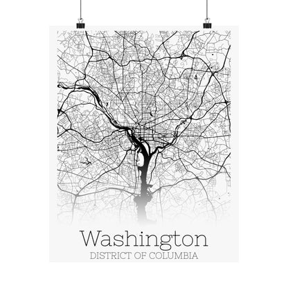 Washington DC City Map Matte Vertical Posters