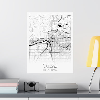 Tulsa Oklahoma City Map Matte Vertical Posters