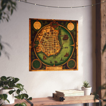 Old Map No: 18 Square Matte Poster, Vintage Poster