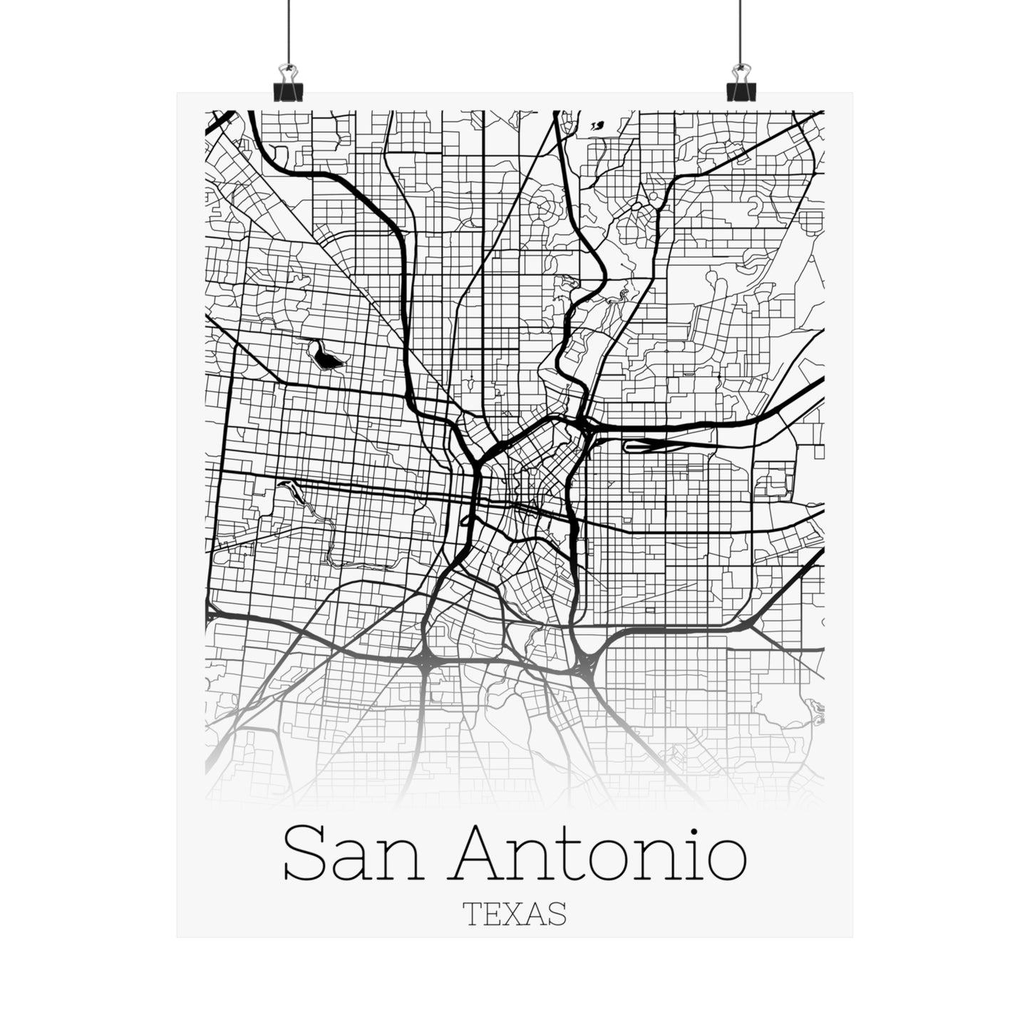 San Antonio Texas City Map Matte Vertical Posters