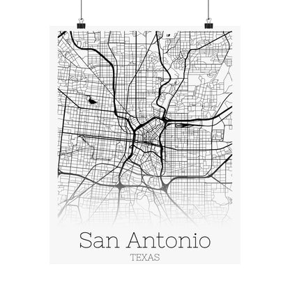 San Antonio Texas City Map Matte Vertical Posters