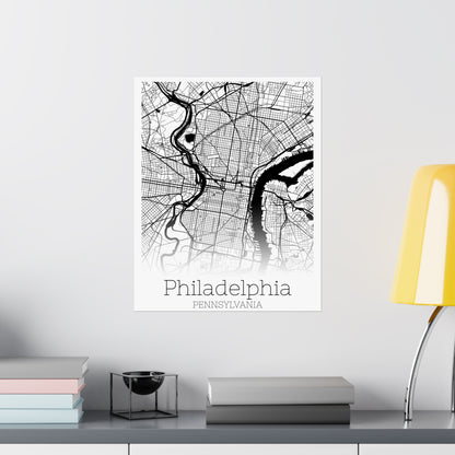 Philadelphia Pennsylvania City Map Matte Vertical Posters