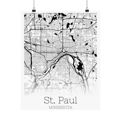 St Paul Minnesota City Map Matte Vertical Posters