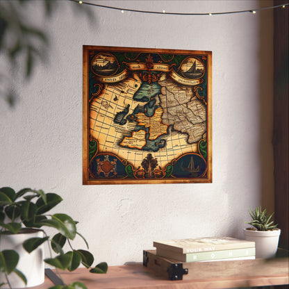 Old Map No: 09 Square Matte Poster, Vintage Poster