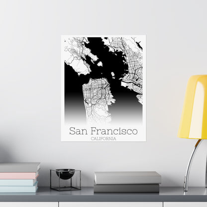 San Francisco California City Map Matte Vertical Posters