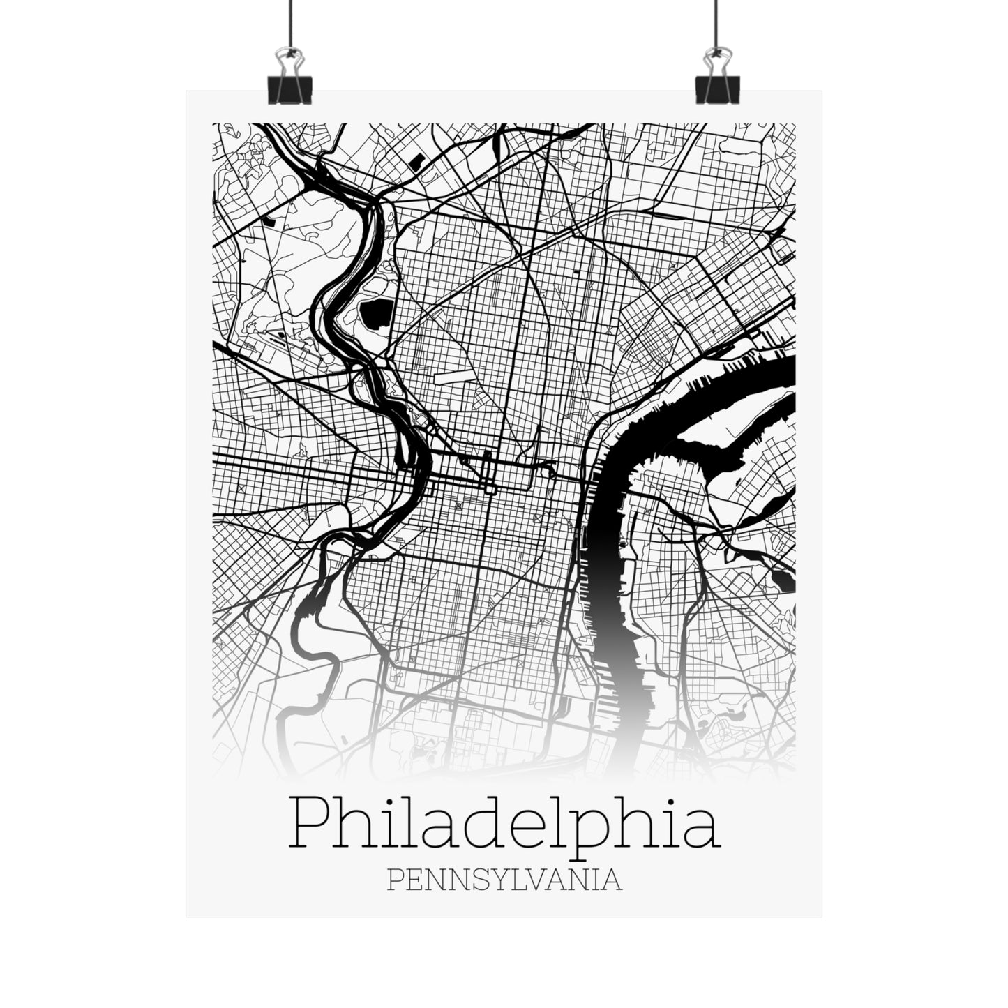 Philadelphia Pennsylvania City Map Matte Vertical Posters