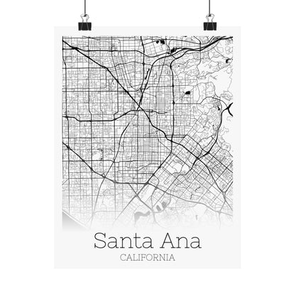 Santa Ana California City Map Matte Vertical Posters