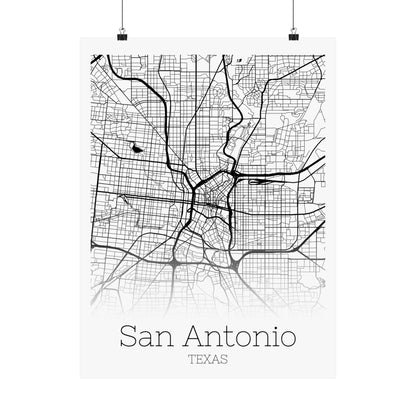 San Antonio Texas City Map Matte Vertical Posters