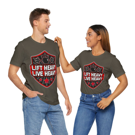 Lift Heavy Live Heavy T-Shirt, Gym Workout Fitness T-Shirt