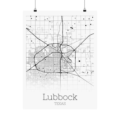 Lubbock Texas City Map Matte Vertical Posters