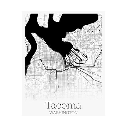 Tacoma Washington City Map Matte Vertical Posters