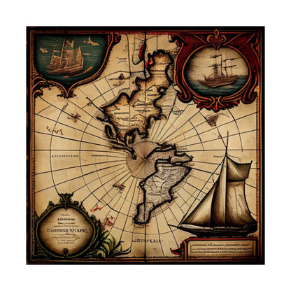 Old Map No: 01 Square Matte Poster, Vintage Poster