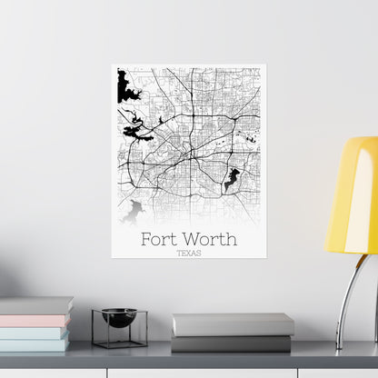 Fort Worth Texas City Map Matte Vertical Posters