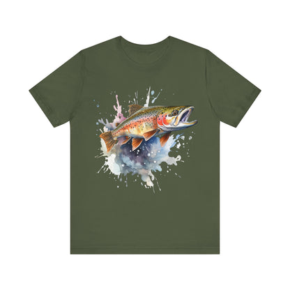 Trout Jumping T-Shirt, Trout Design, Fishing, Rainbow Trout, Fish Design T-Shirt