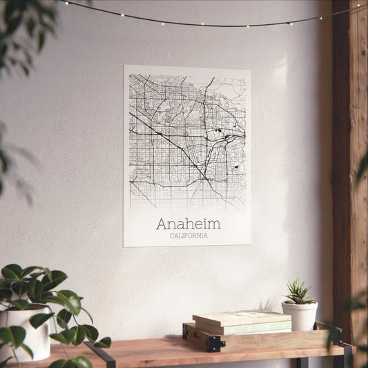 Anaheim California City Map Matte Vertical Posters