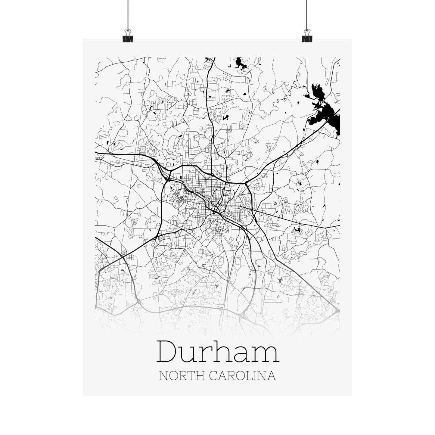 Durham North Carolina City Map Matte Vertical Posters