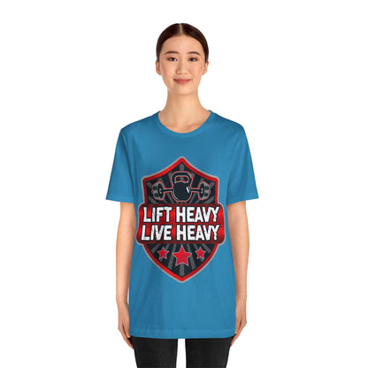 Lift Heavy Live Heavy T-Shirt, Gym Workout Fitness T-Shirt