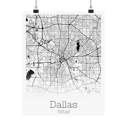 Dallas Texas City Map Matte Vertical Posters