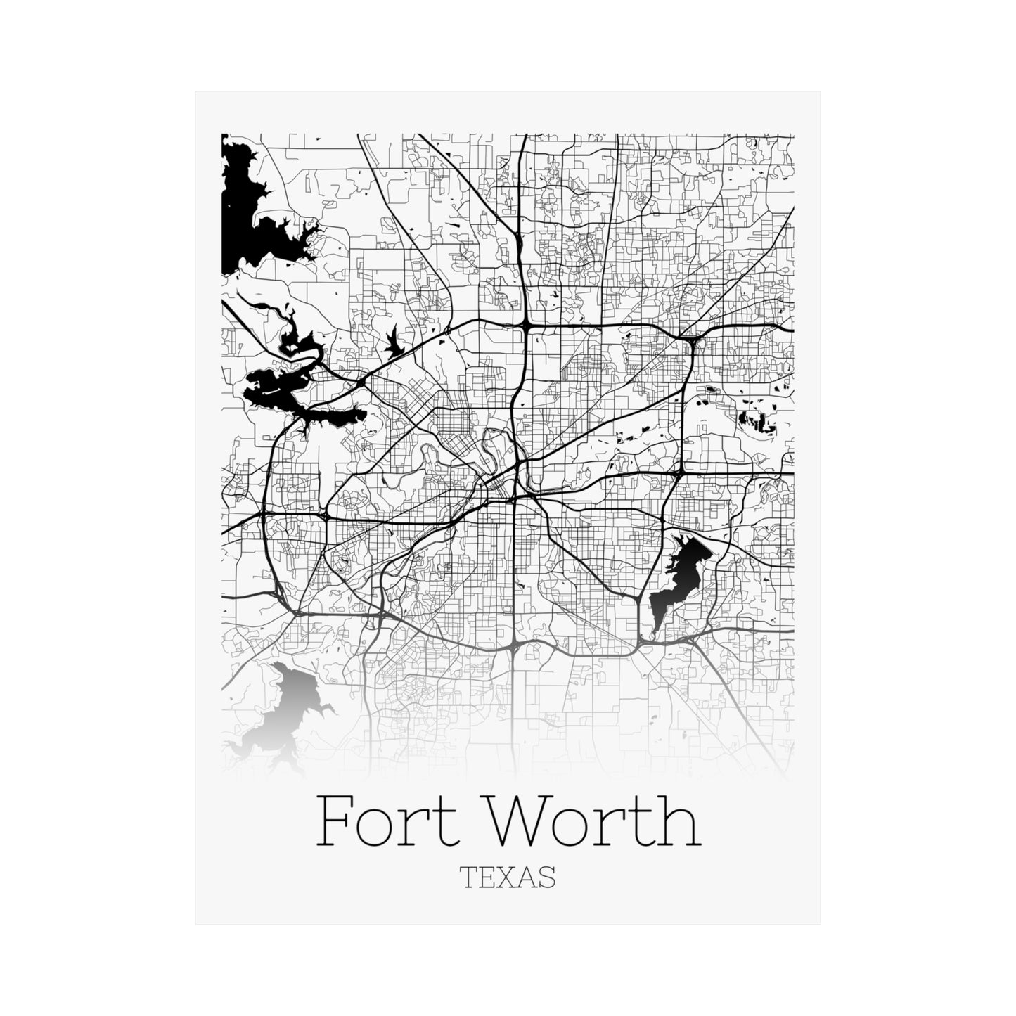 Fort Worth Texas City Map Matte Vertical Posters