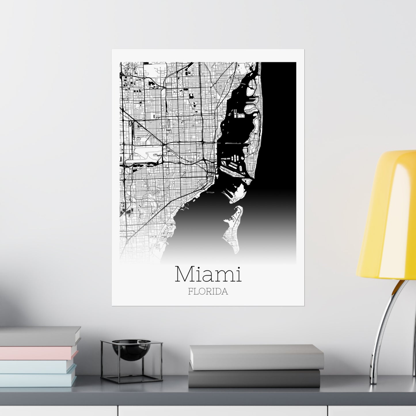 Miami Florida City Map Matte Vertical Posters