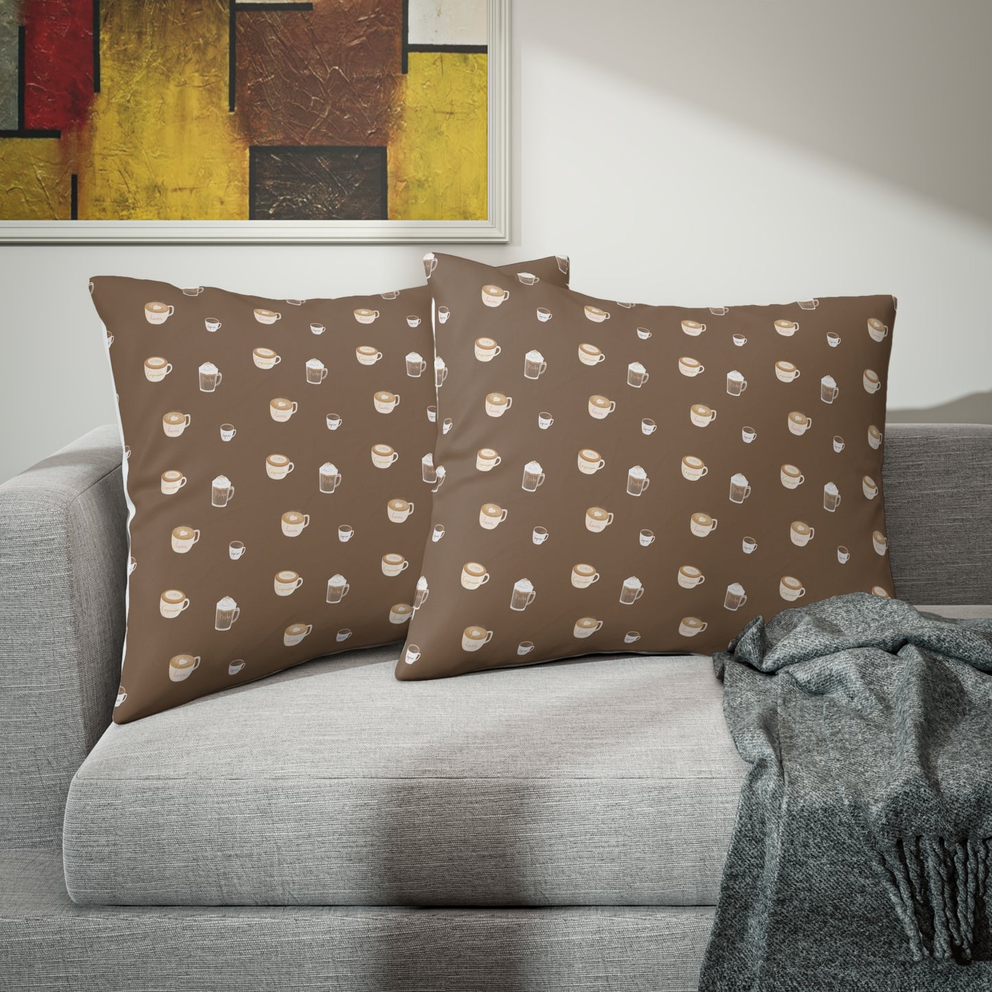 Hot and Cold Coffee Dark pattern Pillow Sham