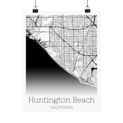 Huntington Beach California City Map Matte Vertical Posters