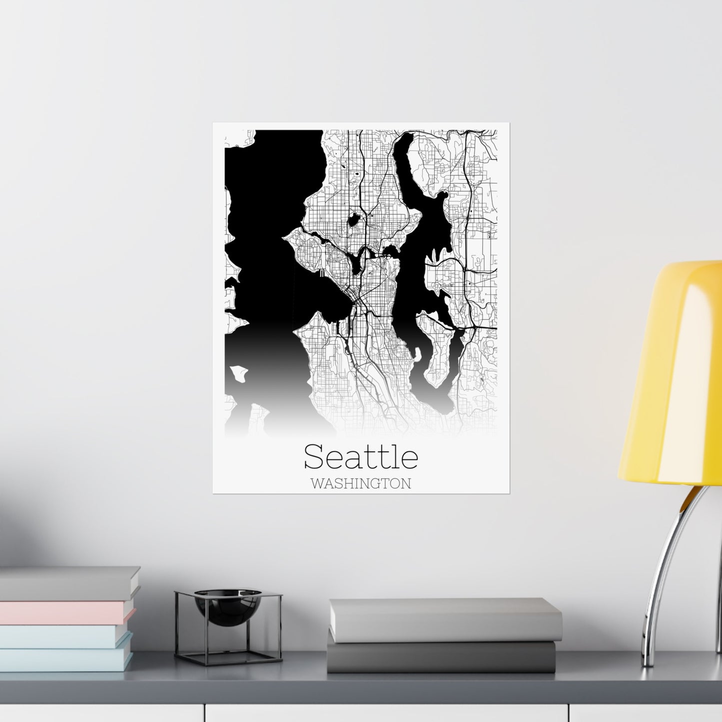 Seattle Washington City Map Matte Vertical Posters