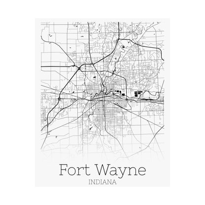 Fort Wayne Indiana City Map Matte Vertical Posters