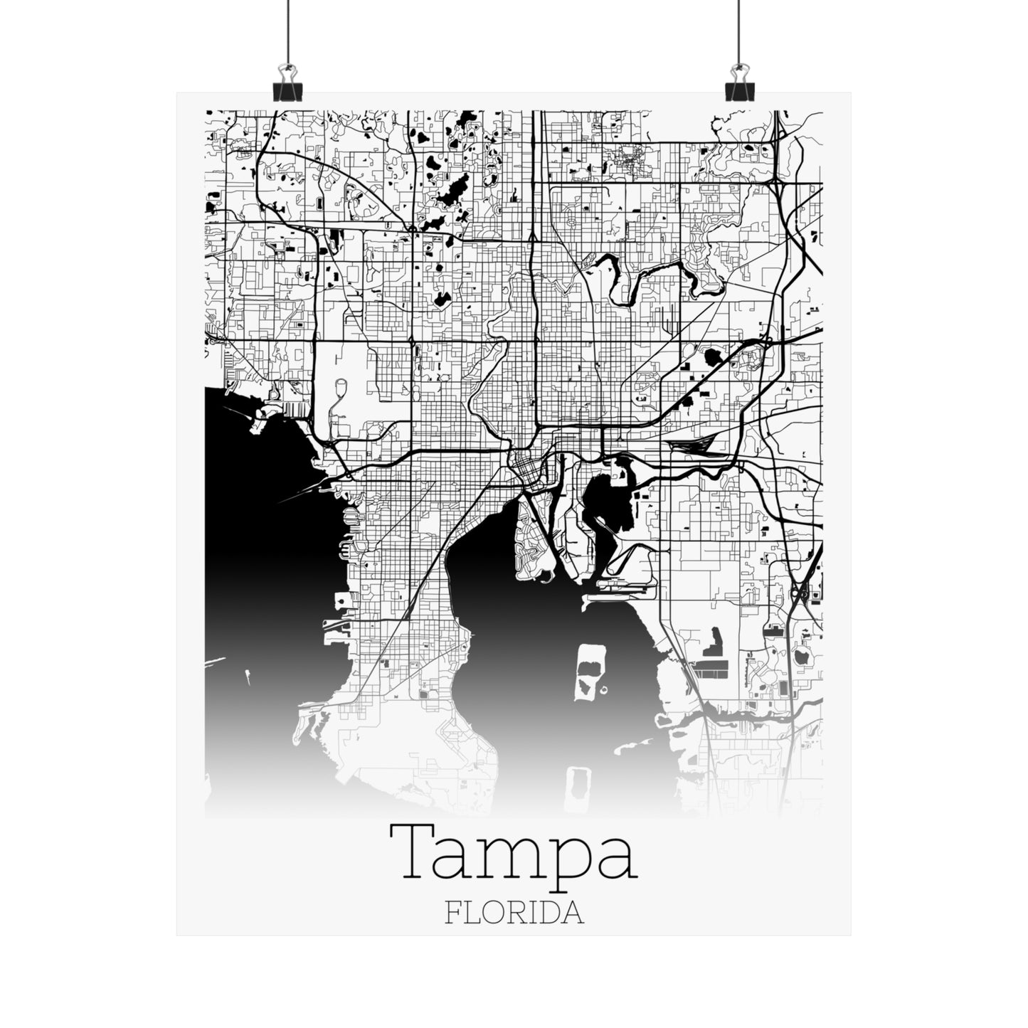 Tampa Florida City Map Matte Vertical Posters