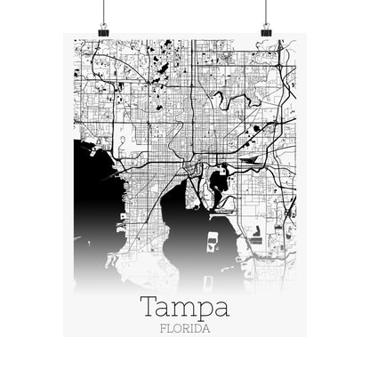 Tampa Florida City Map Matte Vertical Posters