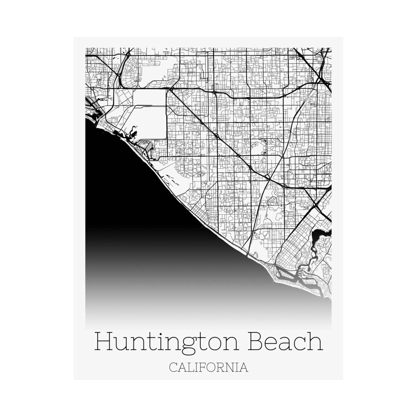 Huntington Beach California City Map Matte Vertical Posters