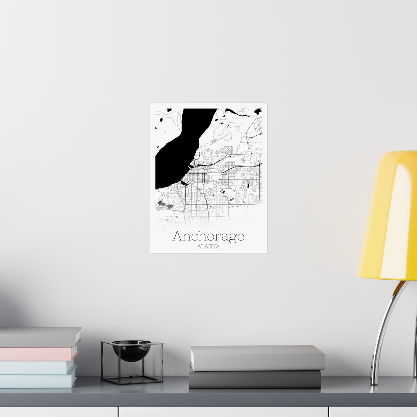 Anchorage Alaska City Map Matte Vertical Posters