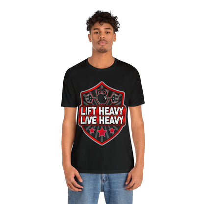 Lift Heavy Live Heavy T-Shirt, Gym Workout Fitness T-Shirt